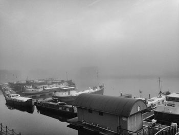 View of harbor against sky