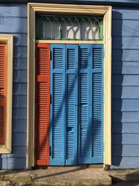 Closed door of building