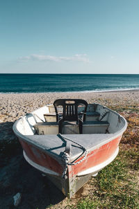 A solitary boat in the beach