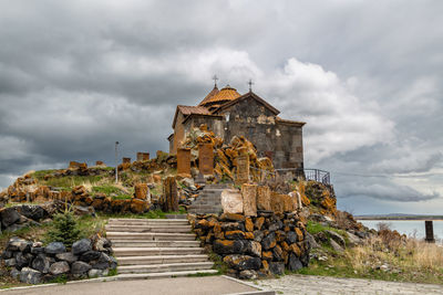 Hayravank monastery on coast of sevan lake in armenia