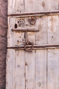 Close-up of closed old wooden door