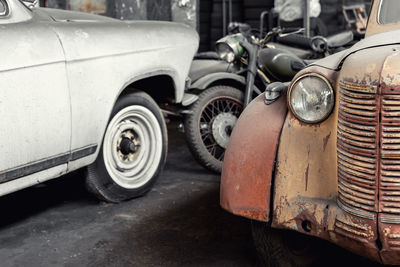 Old vintage car in garage