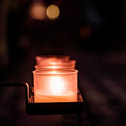 Close-up of burning candles