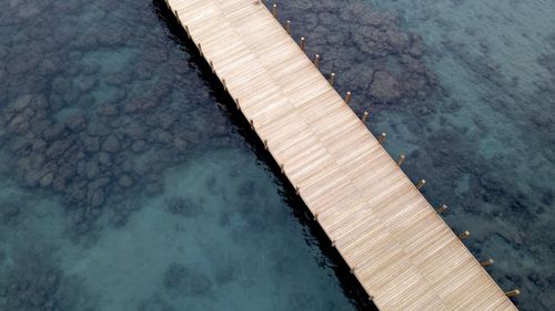 High angle view of deck on the sea