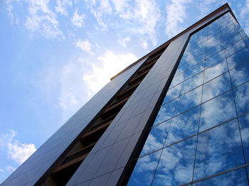 Low angle view of modern building against sky