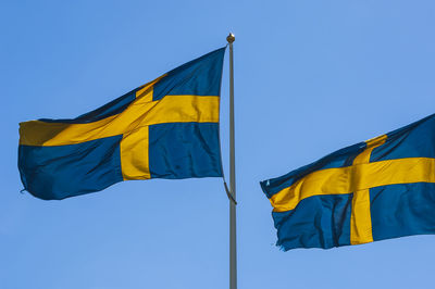 Flag of sweden against blue sky