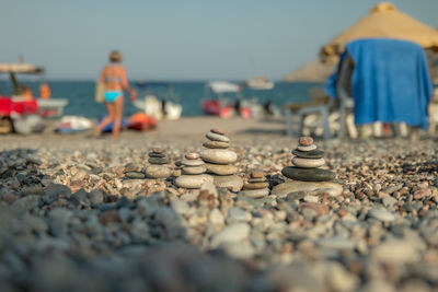 Close-up of pebbles on beach