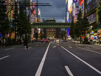 View of city street at night