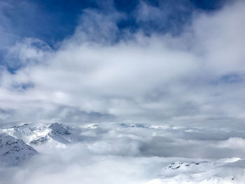 Low angle view of snowcapped mountain against sky