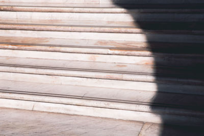 High angle view of wooden staircase