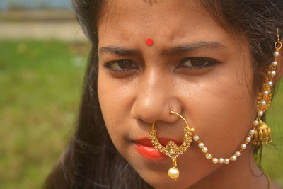 Close-up portrait of a young woman