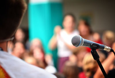 Close-up of microphone on stand