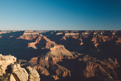 Scenic view of grand canyon national park against clear blue sky