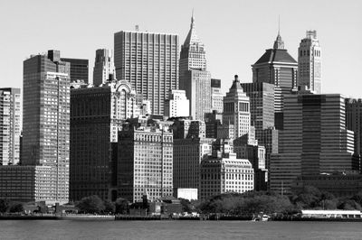 City skyline at dusk