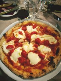 Close-up of pizza on table