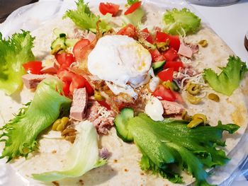 Close-up of meal served in plate