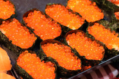 Close-up of sushi served in plate