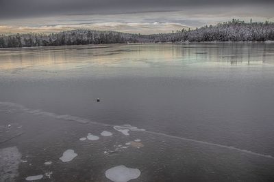 Scenic view of frozen lake against sky