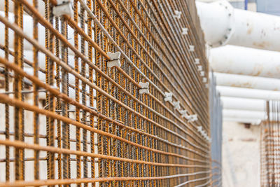 Low angle view of metal structure in building