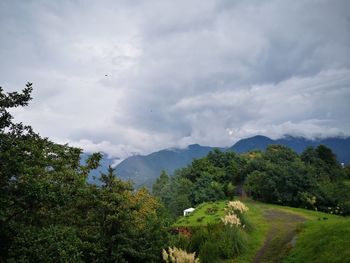 Scenic view of mountains against sky