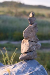 Close-up of stack of rock