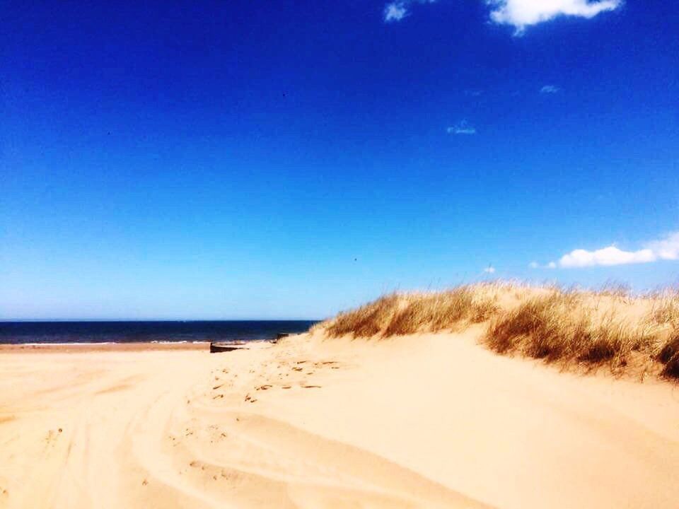 VIEW OF CALM BEACH AGAINST SKY