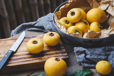 High angle view of fruits on table