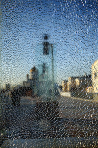 Full frame shot of wet window in swimming pool