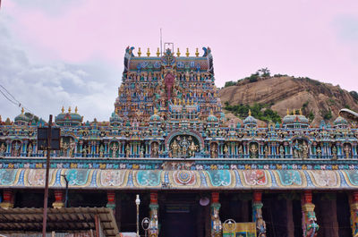 Low angle view of historical ancient hindu temple building against sky