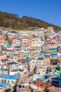 High angle view of townscape against sky