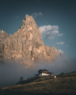 Scenic view of rocky mountains against sky