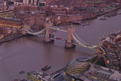 High angle view of bridge over river