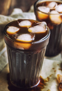 Close-up of drink in glass on table