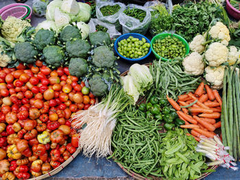 Fruits and vegetables on market stall