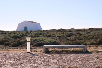 Built structure on land against clear sky