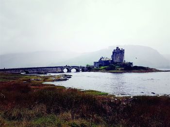 View of river with city in background