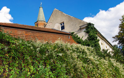 Low angle view of temple against sky