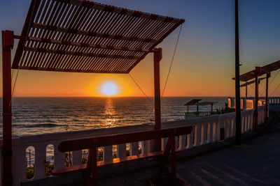 Scenic view of sea against clear sky during sunset