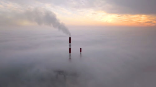 Cloud and smoke at around electric power plant,flue of electric power.