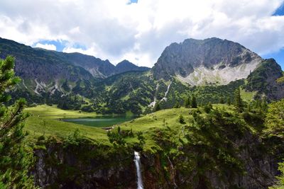 Scenic view of untere gaisalpsee in allgau alps against sky