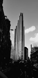 Low angle view of modern buildings against sky