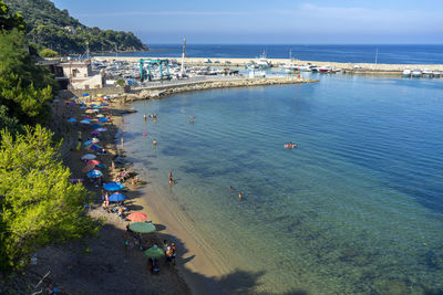 High angle view of people on beach