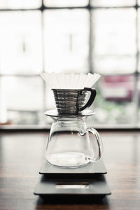 Drip coffee machine on counter at cafe