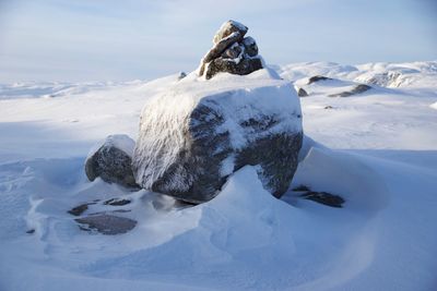 Scenic view of snowcapped mountain against sky