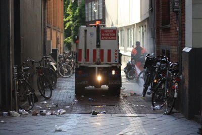 Bicycles parked at roadside