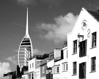 Low angle view of modern building against sky