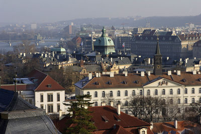 Beautiful view over prague in the morning light