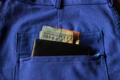 Close up of wallet in clothing