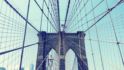 Low angle view of suspension bridge