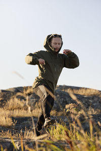 View of man running outdoors